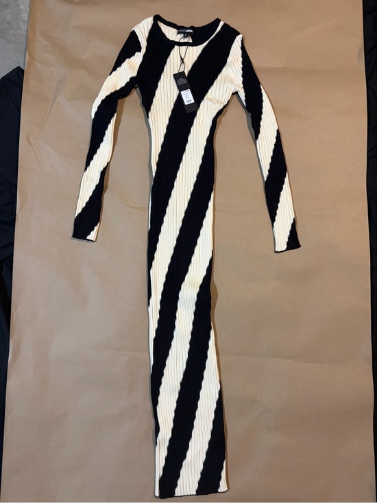 Fashion Nova Dresses & Skirts - Fashion Nova Black and Cream Ribbed Diagonal Stripe One-Piece